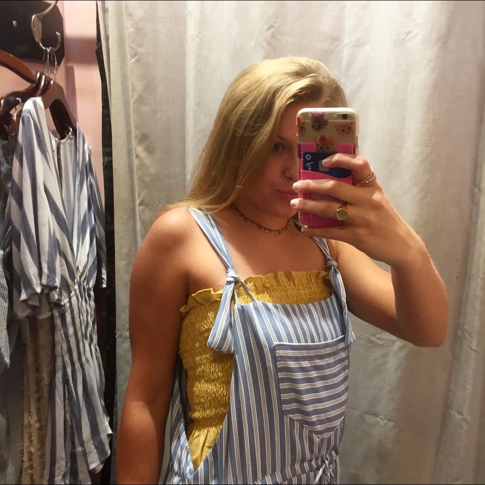 BRAND NEW Blue and White Striped Jumpsuit